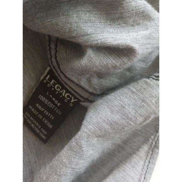 Legacy Edition Men's Long-sleeved Button Up Shirt Size Large Pockets Gray Cotton - Picture 9 of 10